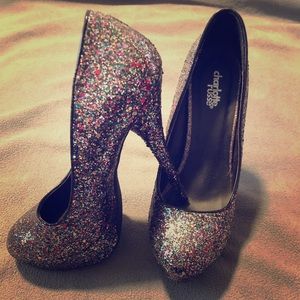 Multi-colored sparkle high heels